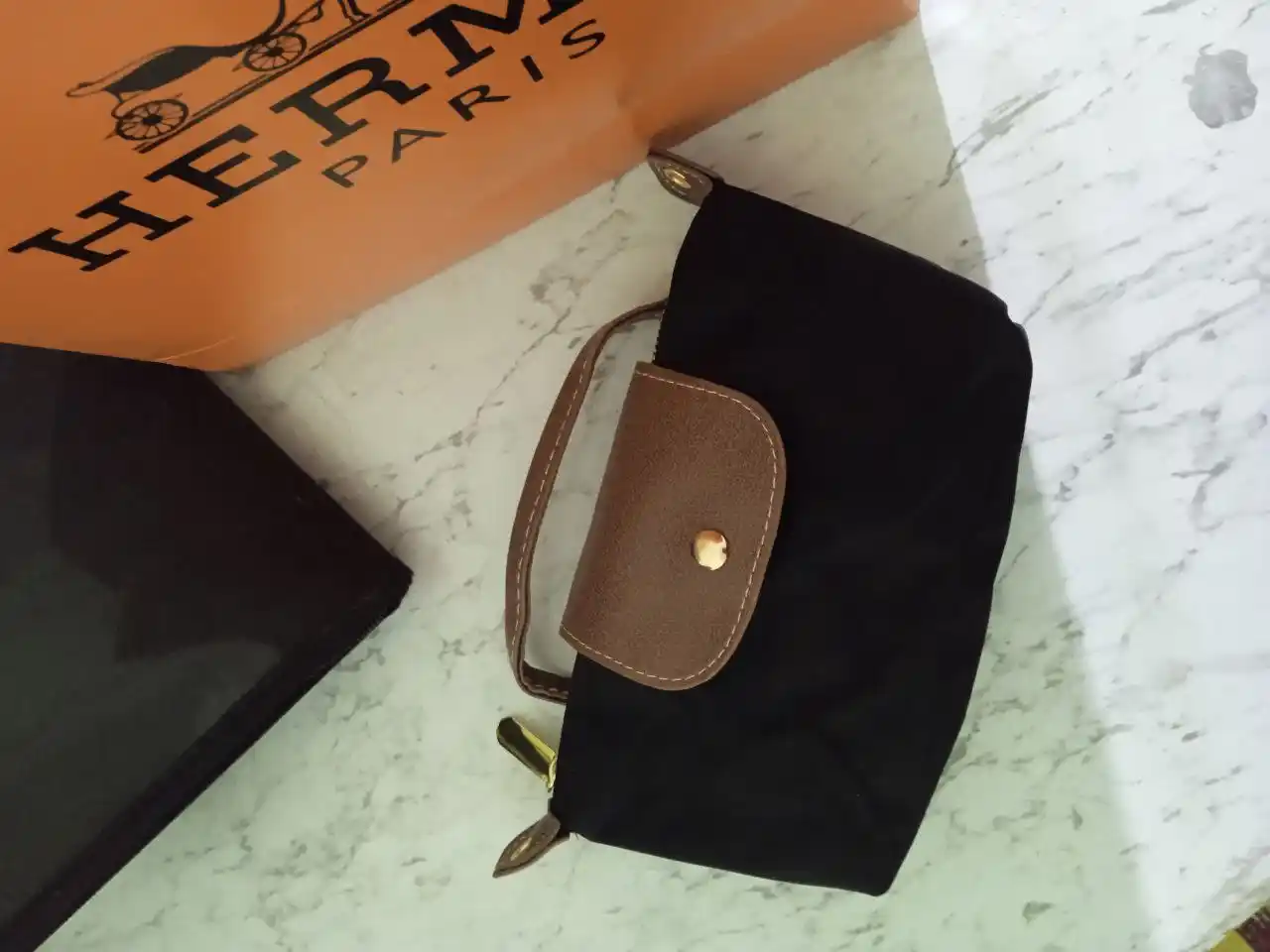 Ayollar kross-bodi sumkasi, kichik, longchamp uslubida, kosmetik sumka