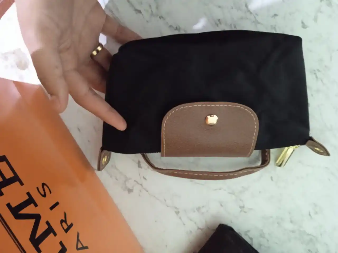 Ayollar kross-bodi sumkasi, kichik, longchamp uslubida, kosmetik sumka