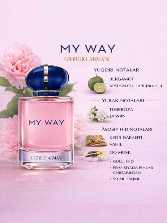 Ayollar parfyumi My Way, ayollar va qizlar uchun, hajmi 90ml