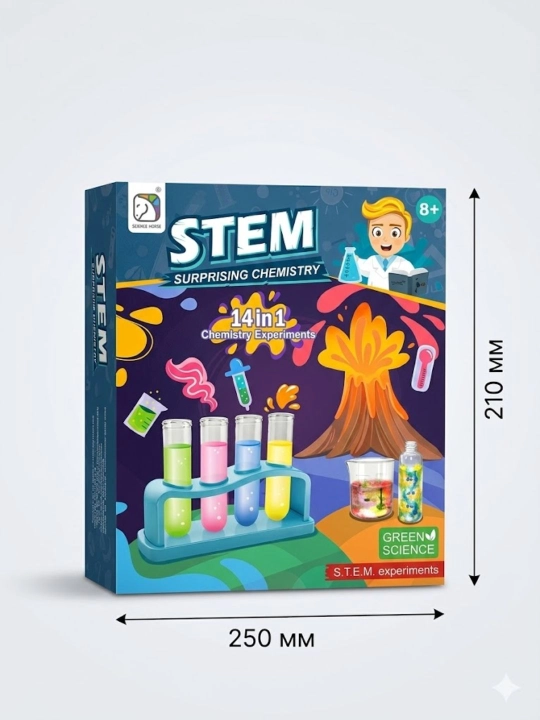 Детский набор опытов по химии 14 в 1, STEM игрушка