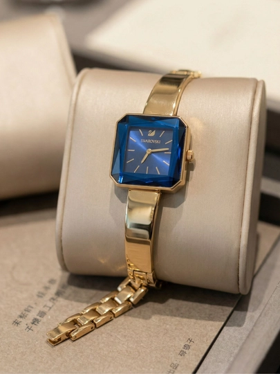 Женские наручные часы в стиле Swarovski-с браслетом из граненых кристаллов и металла — SHOIR78-SOAT4-ТЕМНСИН-soat7