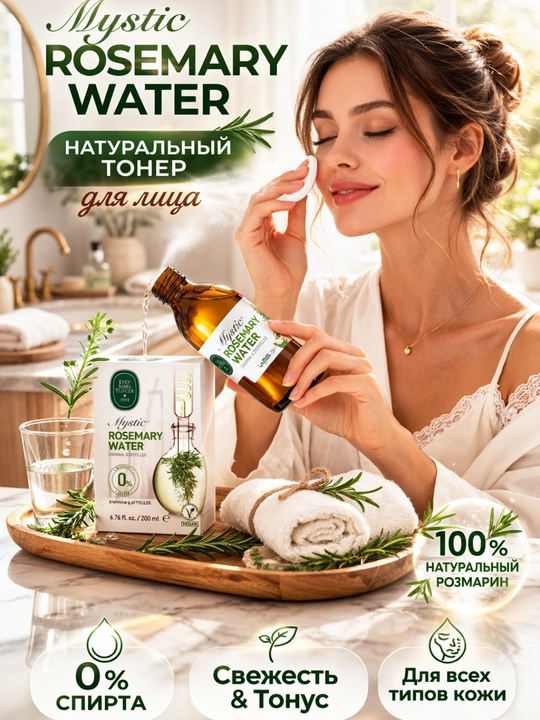 Вода с розмарином Mystic Rosemary Water, 200 мл, стеклянная бутылка