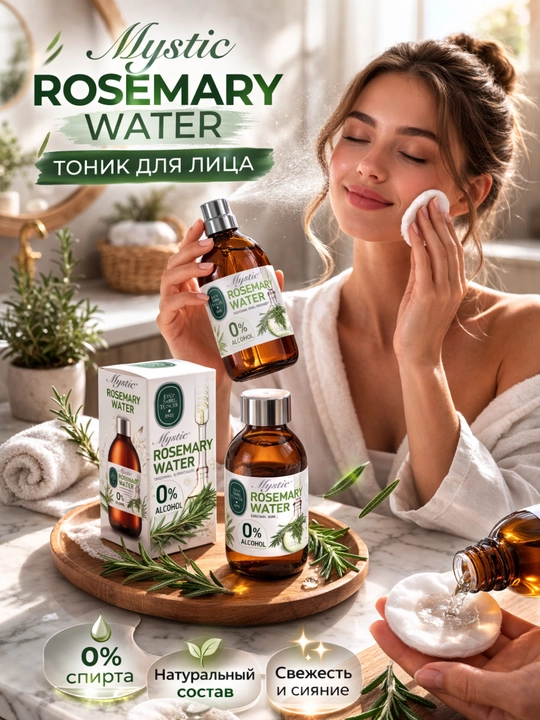 Вода с розмарином Mystic Rosemary Water, 200 мл, стеклянная бутылка