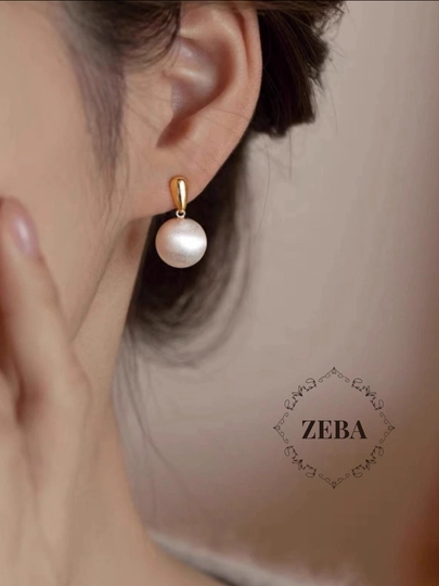 Элегантные, классические серьги под жемчуг — ZEBA-ELEGEAR-АЛЫЙ