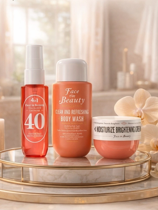 Набор для ухода за телом в косметичке (Body Wash, Body Mist, Brightening Cream) - 
