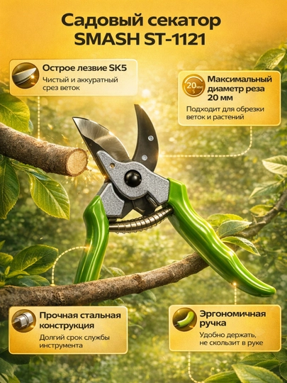 Садовый секатор, садовые ножницы, сучкорез, ручные инструменты SMASH