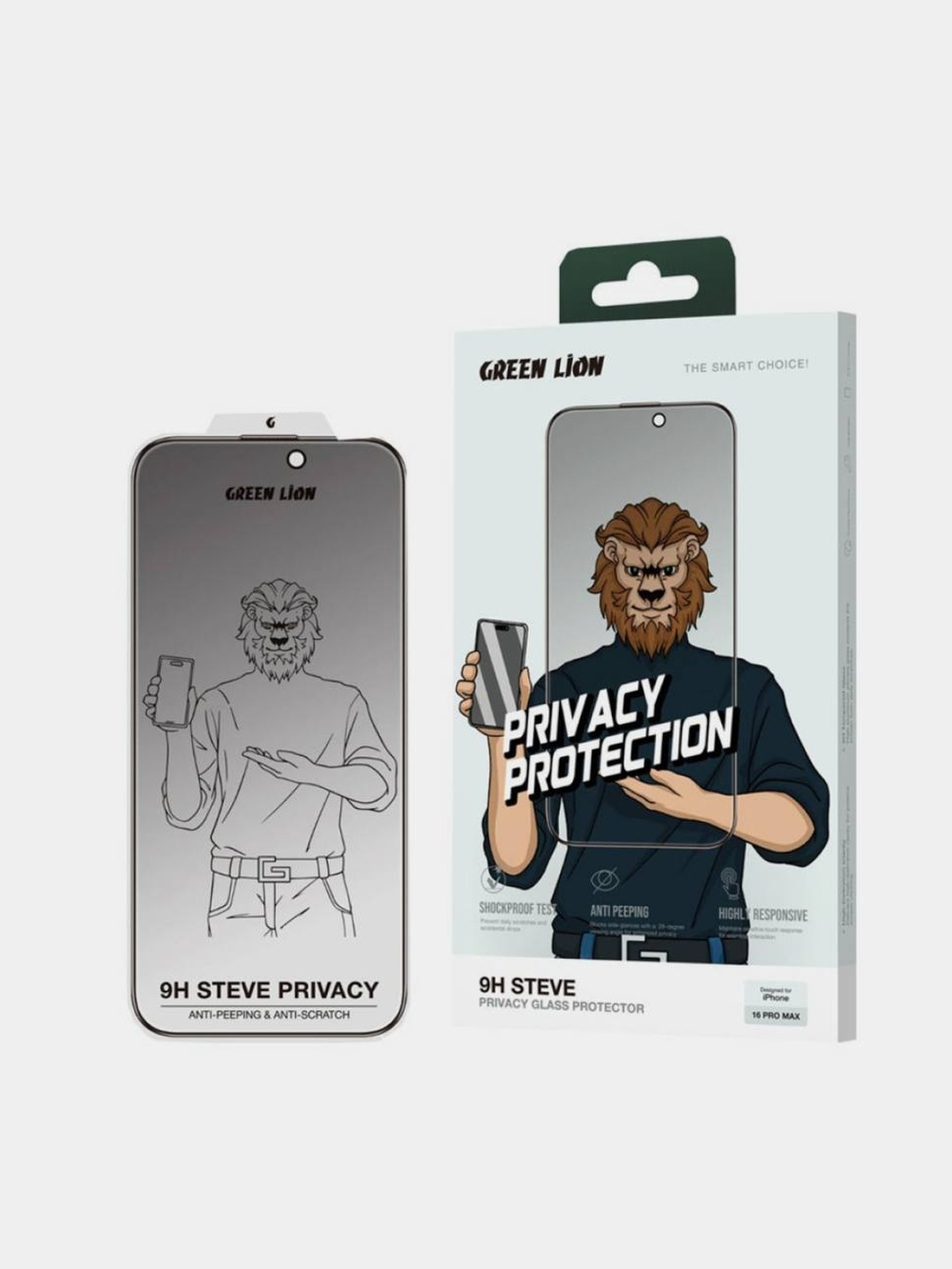 Green Lion 9H Privacy Himoya Oynasi – Anti-Peeping Maxfiylik Tempered Glass - 