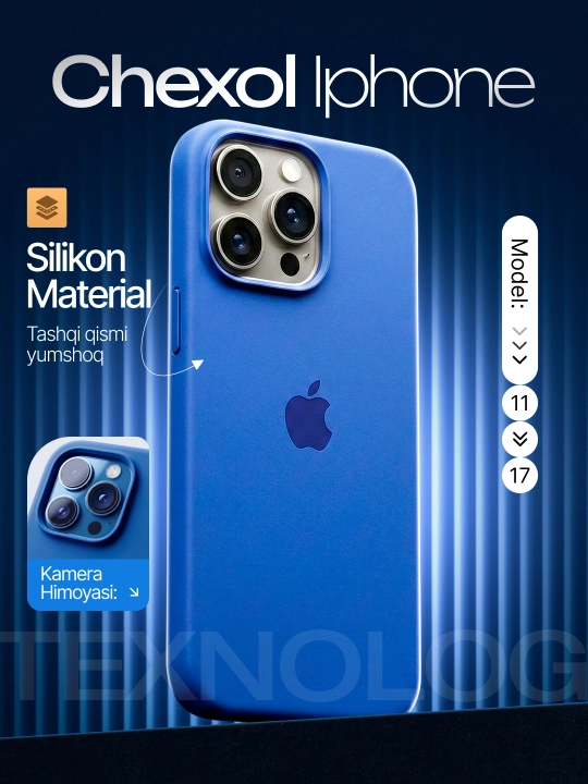 Цветной силиконовый чехол для iPhone 11, 12, 13, 14, 15, 16, 17 Pro, Pro Max - 