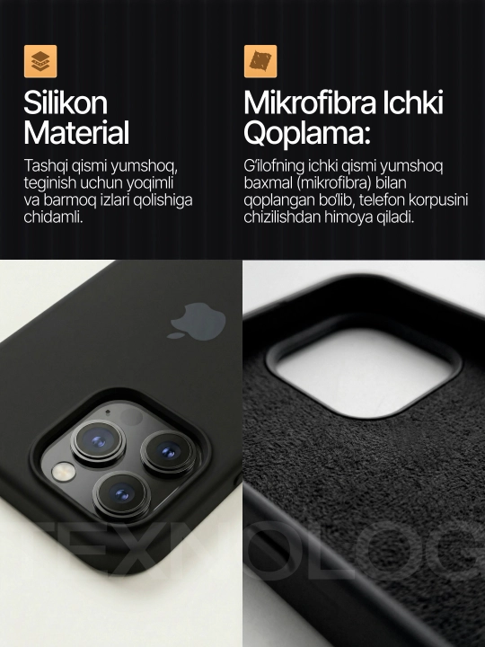 IPhone 11, 12, 13, 14, 15, 16, 17 Pro, Pro max, rangli, silikon g'ilof
