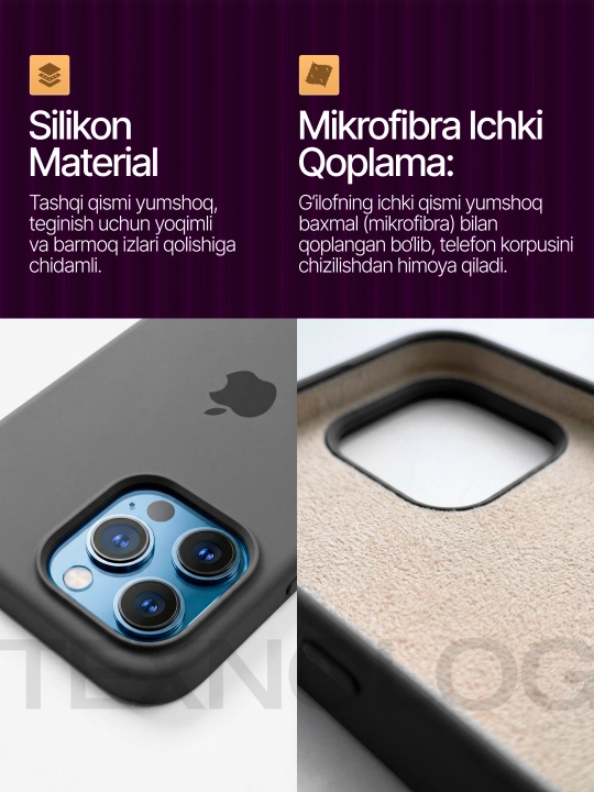 IPhone 11, 12, 13, 14, 15, 16, 17 Pro, Pro max, rangli, silikon g'ilof