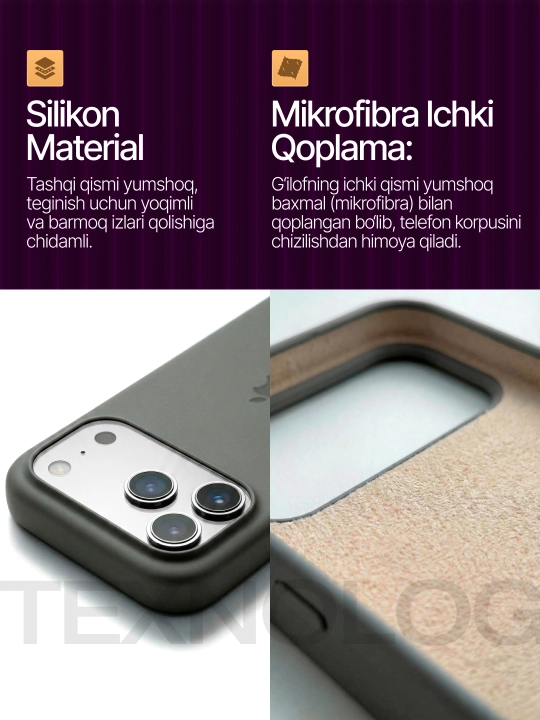 IPhone 11, 12, 13, 14, 15, 16, 17 Pro, Pro max, rangli, silikon g'ilof