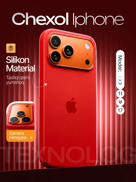IPhone 11, 12, 13, 14, 15, 16, 17 Pro, Pro max, rangli, silikon g'ilof