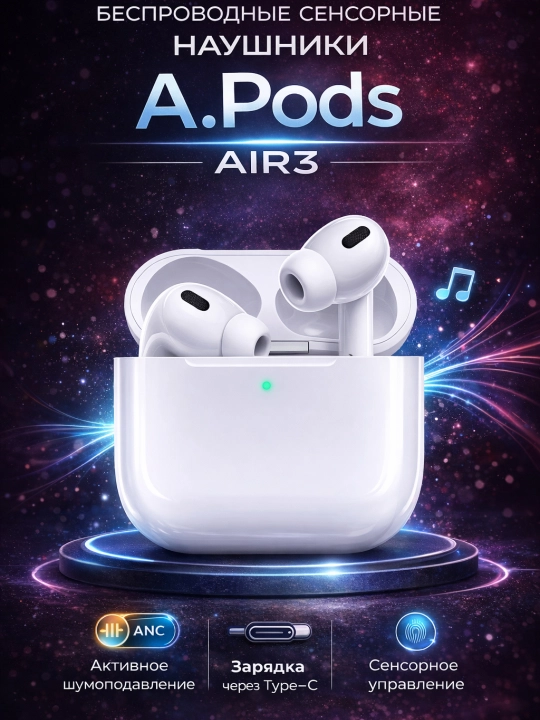 A. Pods Air3 — Беспроводные Bluetooth наушники с микрофоном
