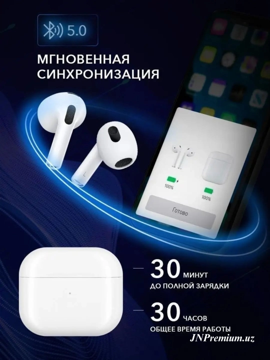 Sensorli simsiz naushniklar Pods 3 — iPhone, Android, Windows uchun