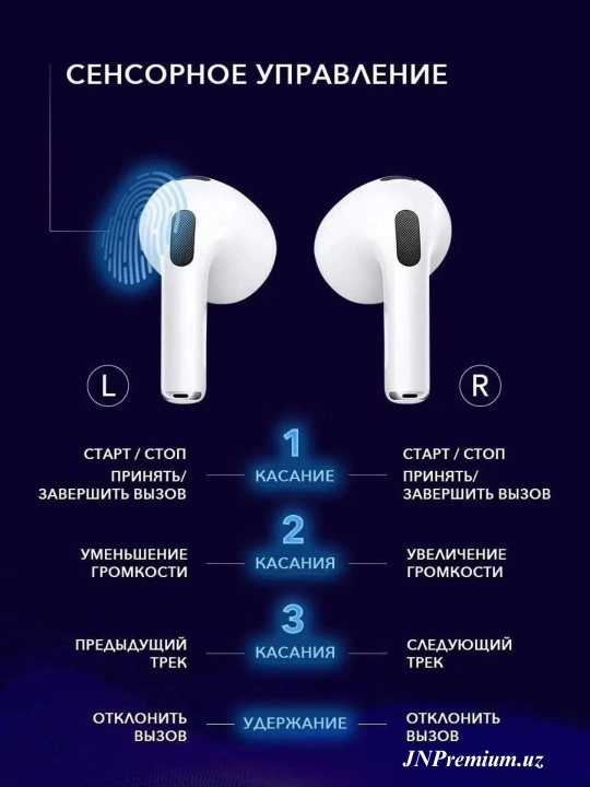 Sensorli simsiz naushniklar Pods 3 — iPhone, Android, Windows uchun