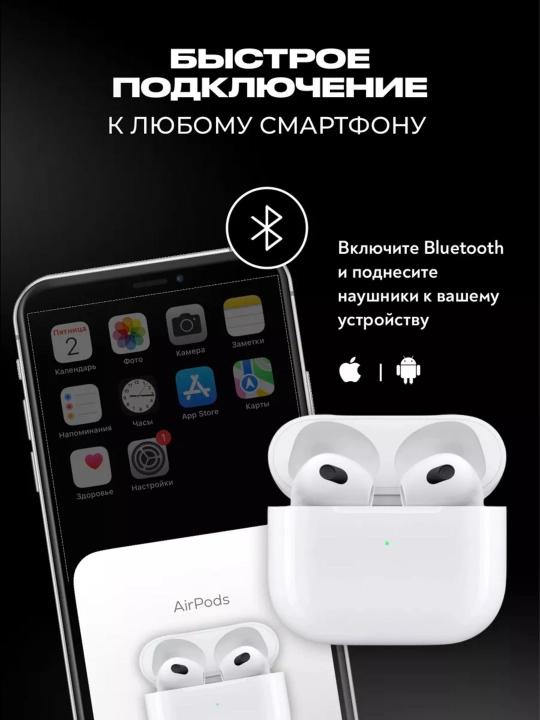 Pods 3 — беспроводные сенсорные наушники, Bluetooth, для iPhone и Android - 