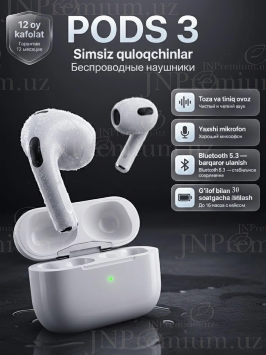 Sensorli simsiz quloqchinlar Pods 3 — iPhone, Android, Windows uchun