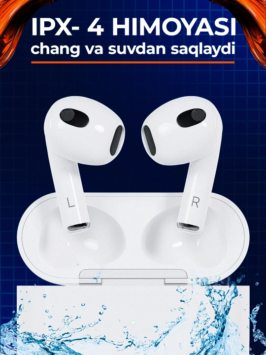 Pods 3 TWS — Simsiz naushniklar Bluetooth, Android va iPhone uchun