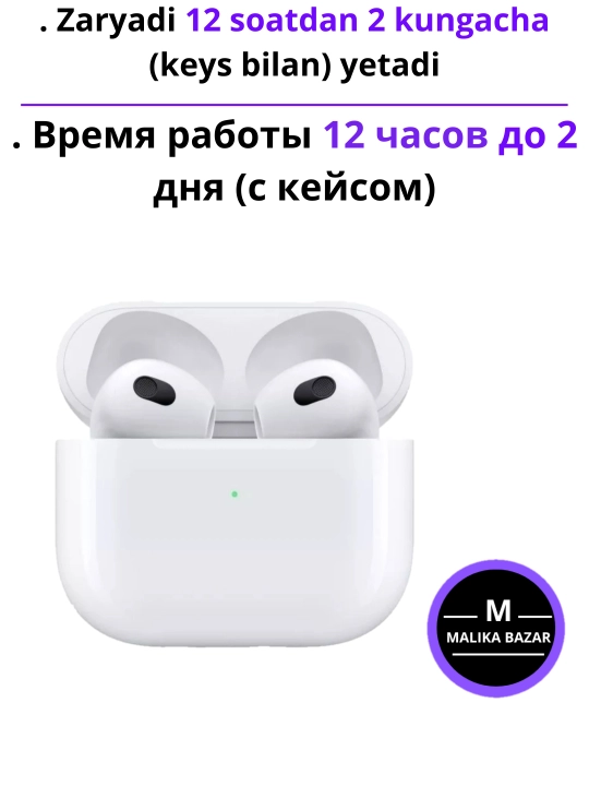 Pods3 Simsiz Bluetooth naushniklar — ANC, uzun batareya, tez zaryad