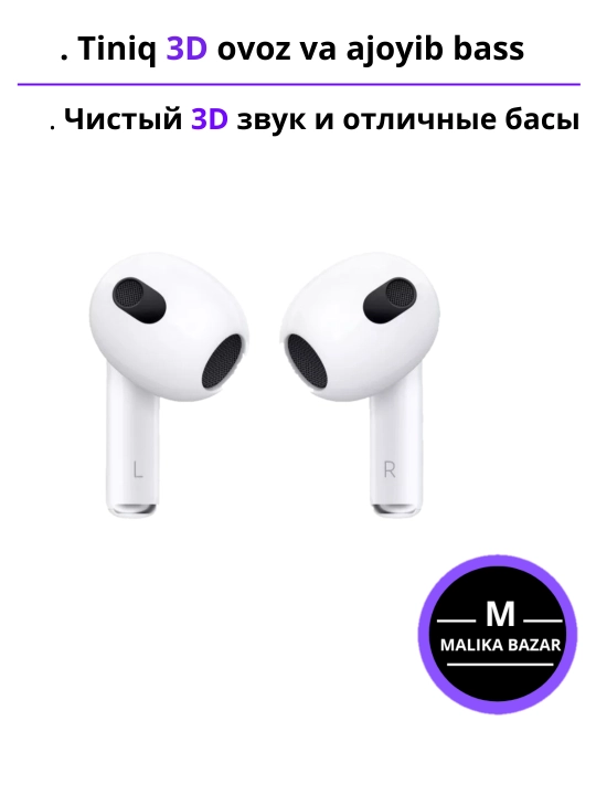 Pods3 Simsiz Bluetooth naushniklar — ANC, uzun batareya, tez zaryad - 