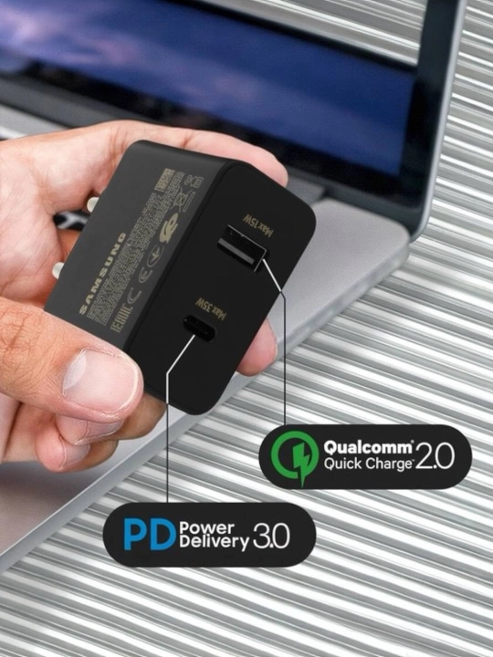 Быстрое зарядное 35W PD (совместимо с Samsung) + кабель Type-C
