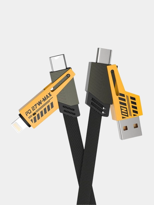Кабель USB, 4 в 1 Turbo — Type-C/Lightning/USB-A быстрый зарядный  - 