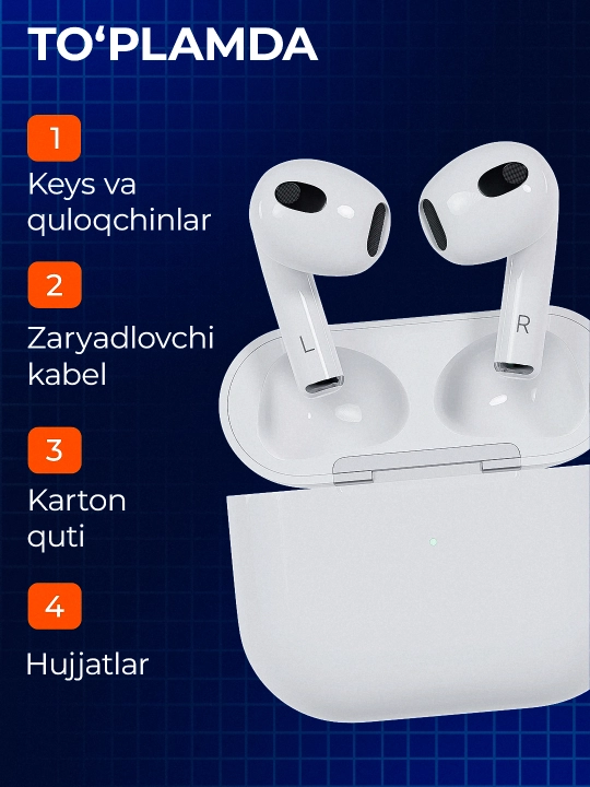 Pods 3 TWS — Simsiz naushniklar Bluetooth, Android va iPhone uchun