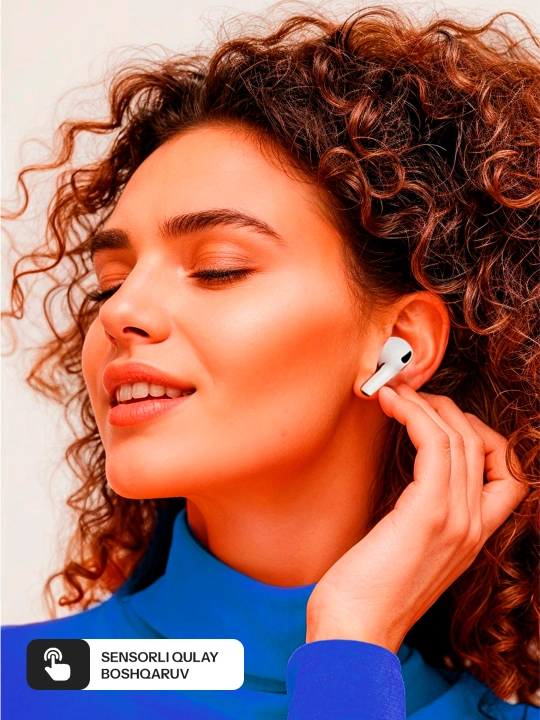 PODS 3 2025 — Simsiz naushniklar Bluetooth, 1 yil kafolat
