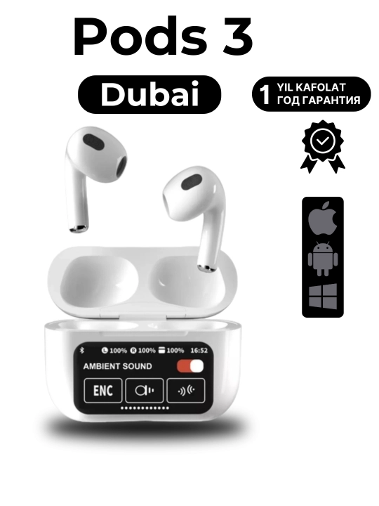 Pods 3 — Simsiz naushniklar, sensorli boshqaruv va kuchli bass