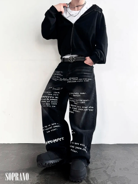 ETHER keng baggy jinsilar, erkaklar, ayollar va o‘smirlar uchun, o‘lchamlar S–XXXL
