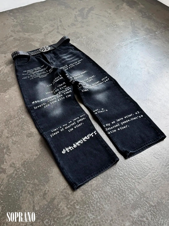 ETHER keng baggy jinsilar, erkaklar, ayollar va o‘smirlar uchun, o‘lchamlar S–XXXL