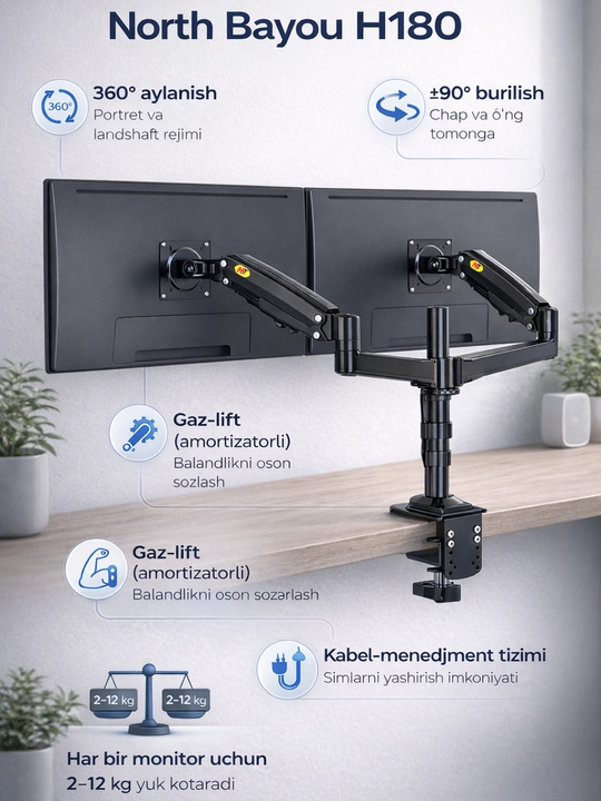 North Bayou  brendidan monitor va televizor uchun stol kronshteyni. F80,H100 , F160 , H180 - 