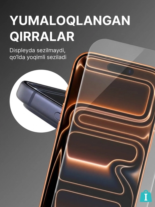 Ramkasiz himoya oynasi iPhone uchun, qora hoshiyasiz, 13, 14, 15, 16, 17, Pro va Pro Max