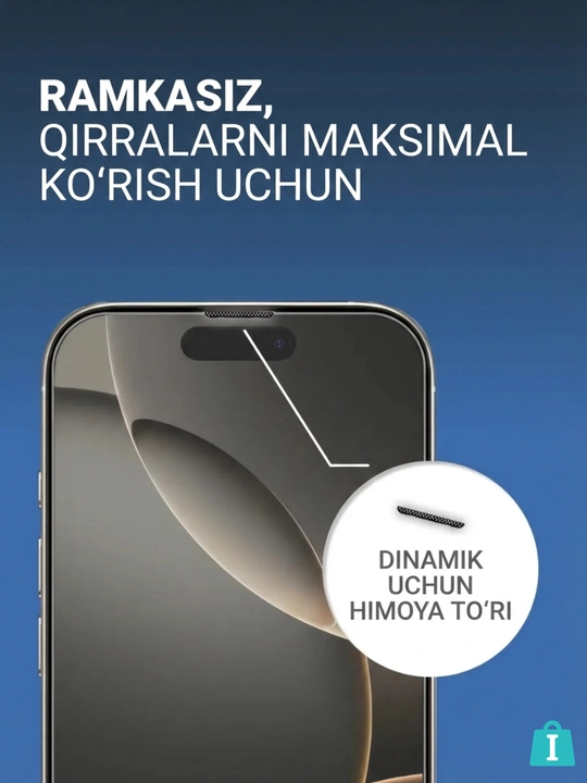 Ramkasiz himoya oynasi iPhone uchun, qora hoshiyasiz, 13, 14, 15, 16, 17, Pro va Pro Max
