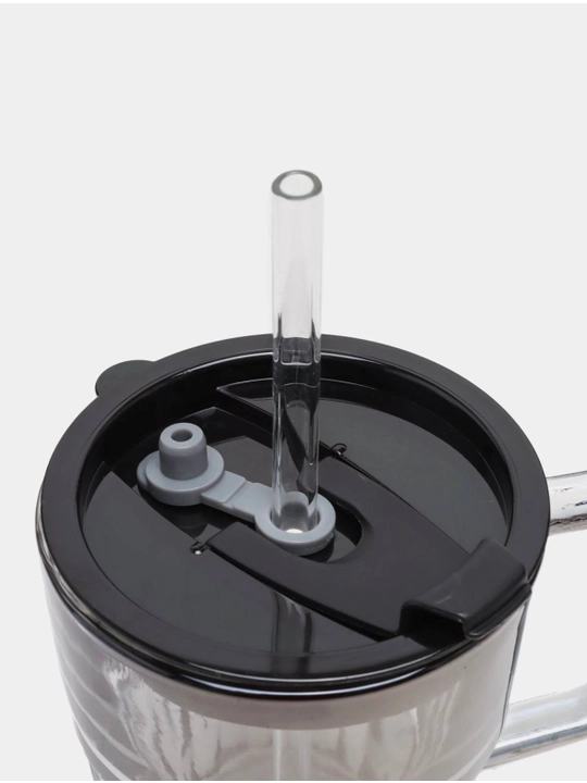 Qahva va choy uchun shisha termos krujka naycha bilan