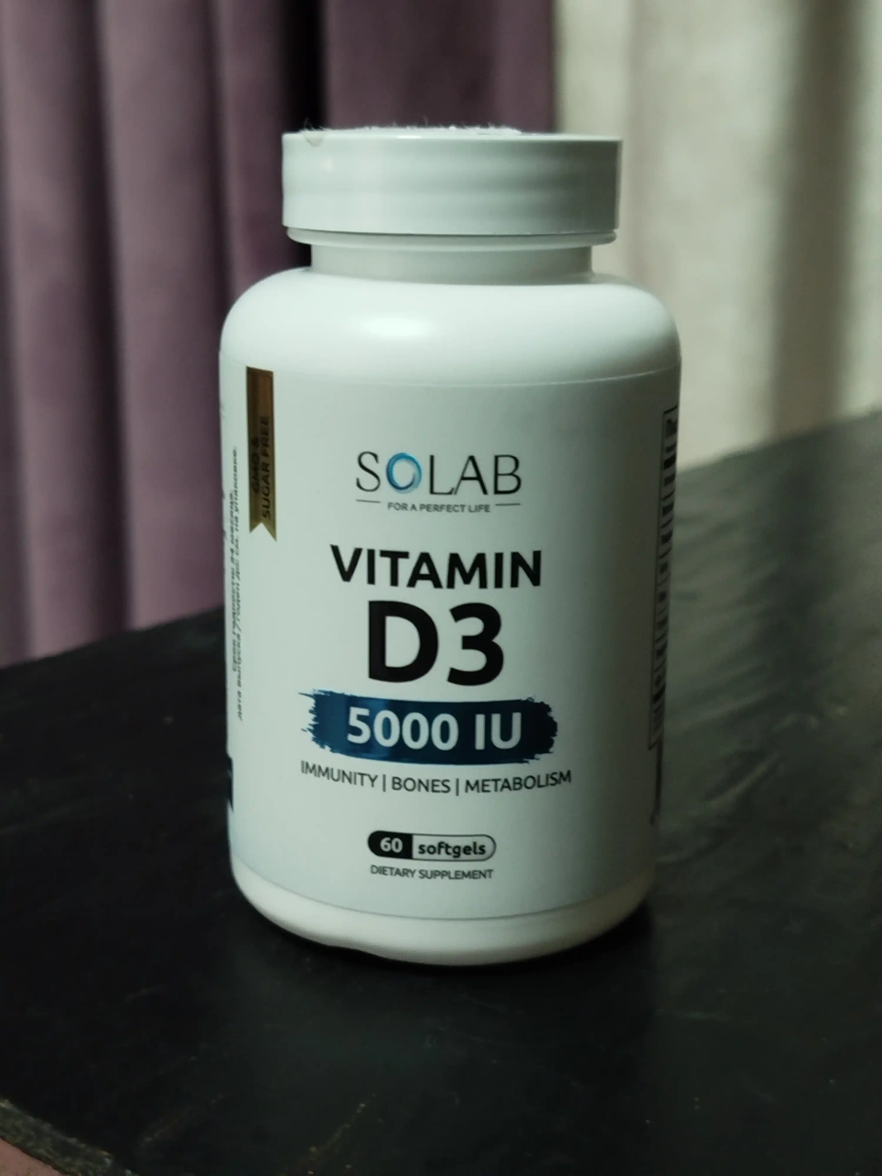Vitamin D3 5000 ME, SOLAB, 60 kapsula