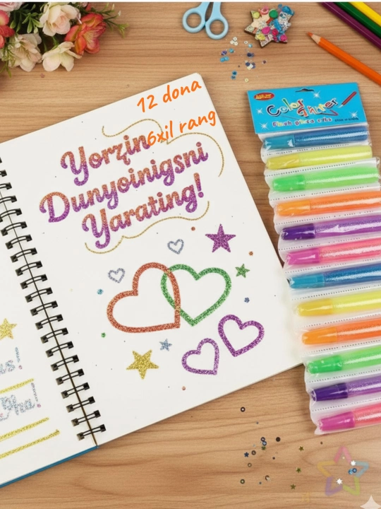 Ijodkorlik va bezatish uchun yaltiroq narsalar to'plami