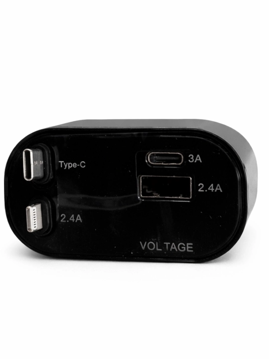 Avtomobil uchun 4 portli USB zaryadlovchi adapter (Type-C + Lightning kabelli) 12W /