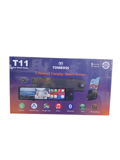 Видеорегистратор 3 камеры TOMBOSS T11, Wi-Fi наблюдение, Carplay