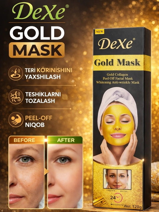 DeXe yuz niqobi – Black Mask va Gold Mask, peel-off niqoblar, 120 g - 