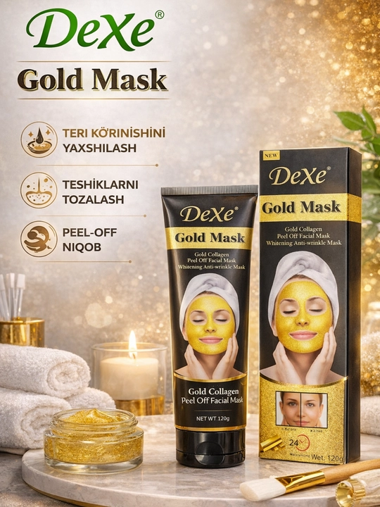 DeXe yuz niqobi – Black Mask va Gold Mask, peel-off niqoblar, 120 g