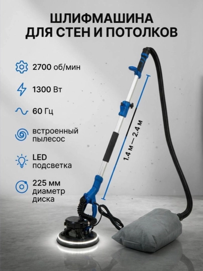 Профессиональная шлифовальная машина для стен и потолков