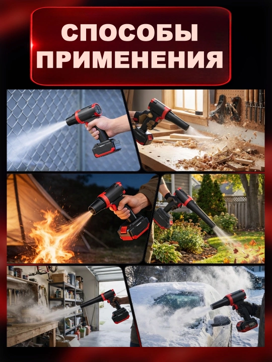 Воздуходувка мощная 5000W. Аккумулятор 20000 mA/h. Бесщеточная