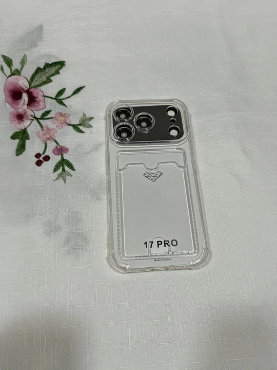 IPhone 17 16 15 11 Pro uchun shaffof silikon g‘ilof zarbaga chidamli karta joyli - 
