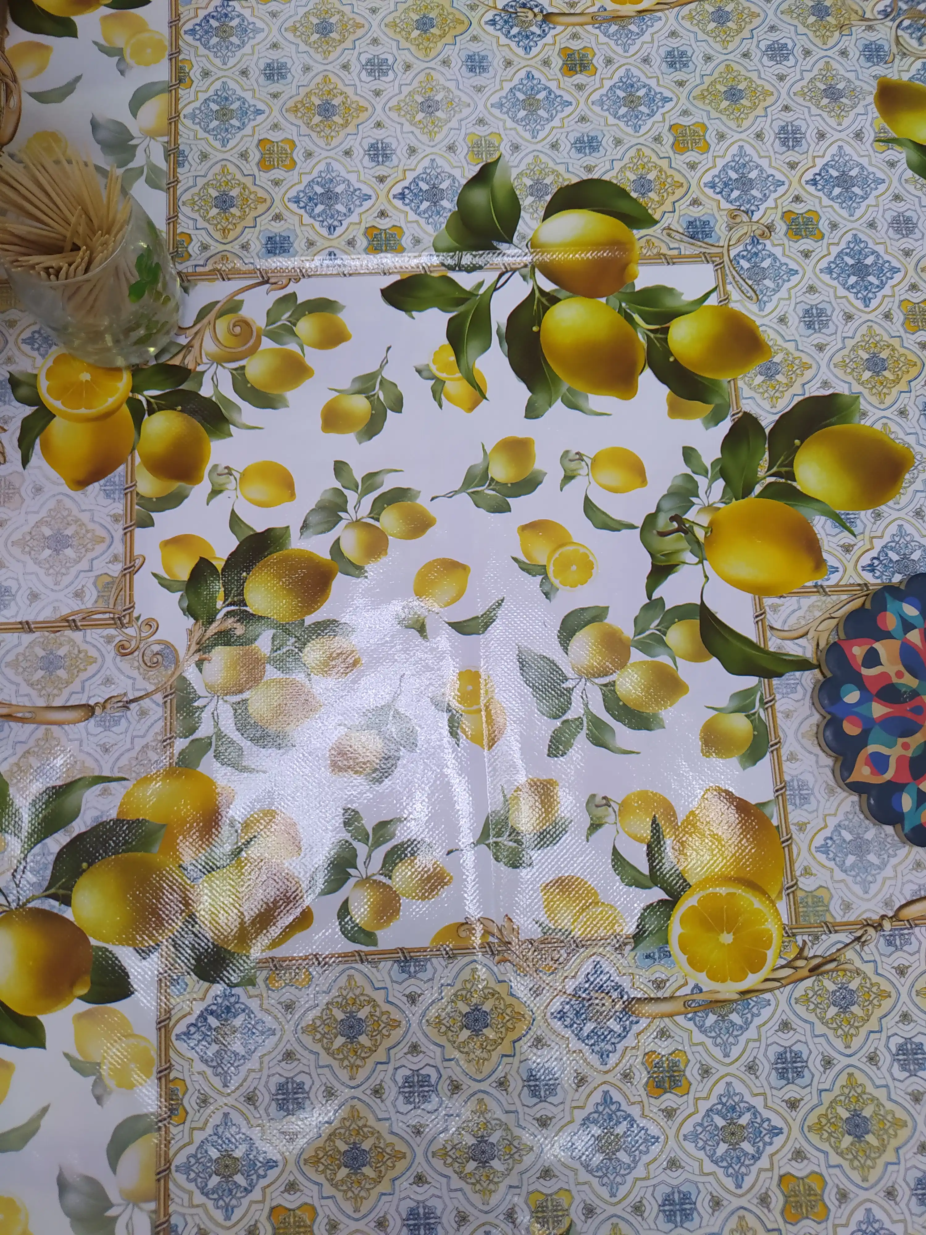 Kleyonka, limon rasmi bilan dasturxon, 120*140, 140*180, 140*200, 140*250 sm