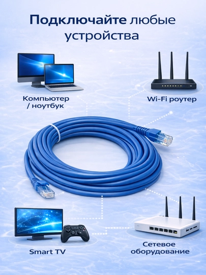 Сетевой интернет-кабель CAT5e RJ45, Ethernet LAN патч-корд для роутера, ПК, ТВ, 1.5–50 м - 