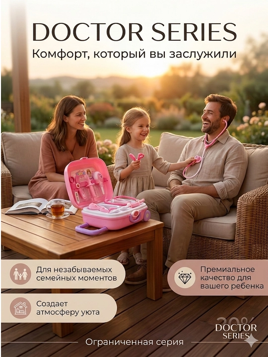 Детский игровой набор доктора"Doctor Equipment Series"в чемодане на колесиках, 8 предметов