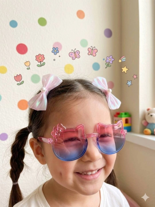 Qizlar uchun UV 400 quyoshdan himoya ko'zoynaklari, qisqichlari