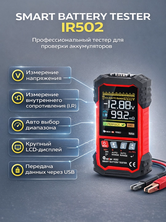 Aqlli Batareya Diagnostika Testeri TOOLTOP IR502