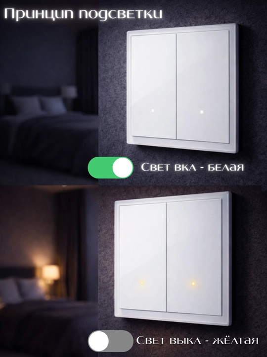 Умный Wi-Fi выключатель света для умного дома, панель каленое стекло, голосовое управление